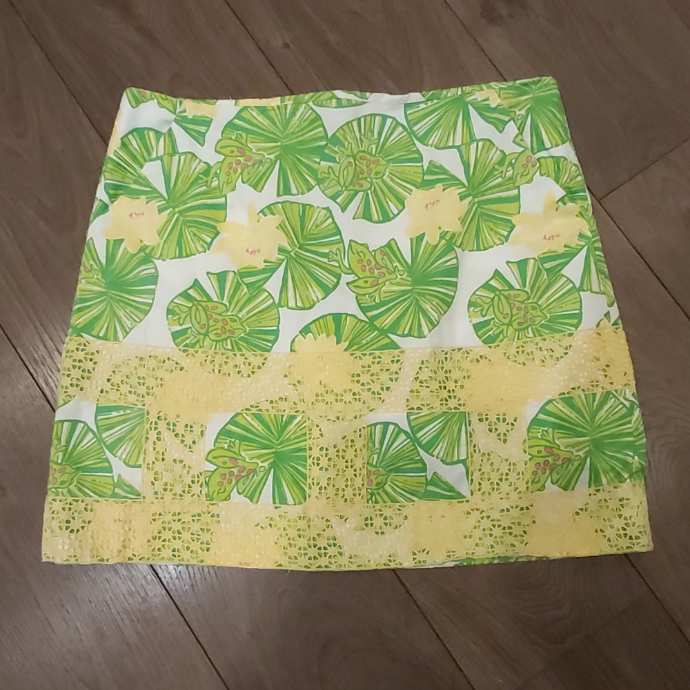 Lilly Pulitzer Green and Yellow Printed Mini Skirt